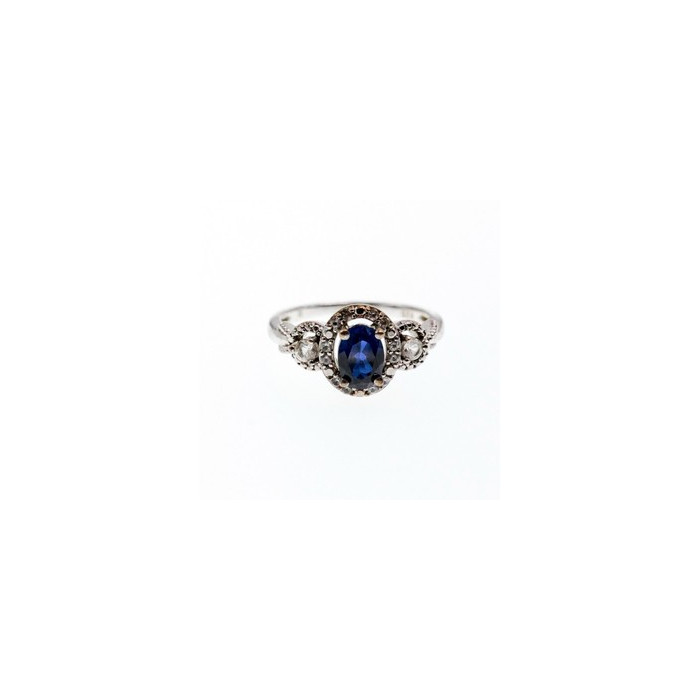 925 Sterling Silver Blue & White Sapphire 