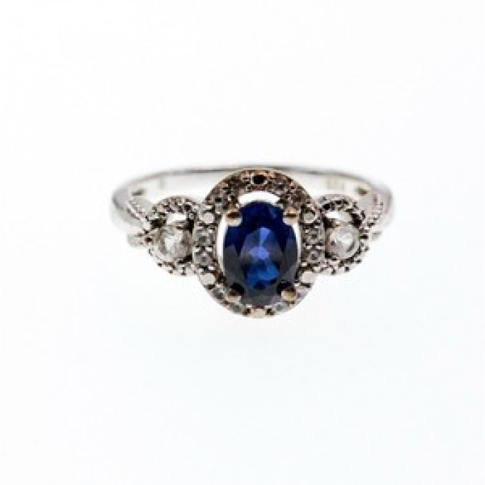 925 Sterling Silver Blue & White Sapphire 