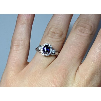 925 Sterling Silver Blue & White Sapphire 