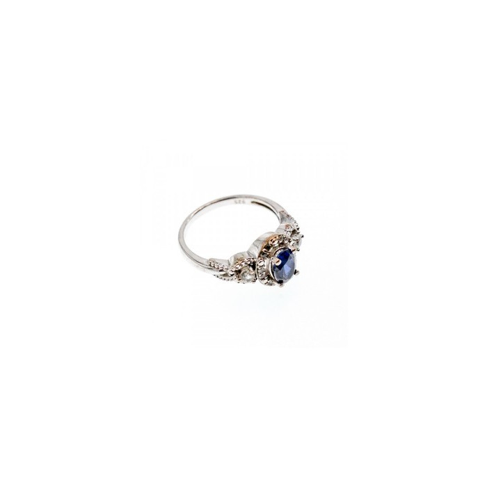 925 Sterling Silver Blue & White Sapphire 