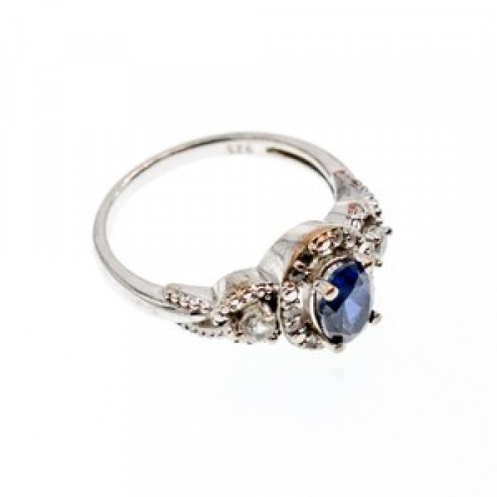925 Sterling Silver Blue & White Sapphire 