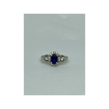 925 Sterling Silver Blue & White Sapphire 