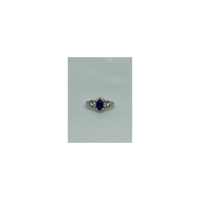 925 Sterling Silver Blue & White Sapphire 