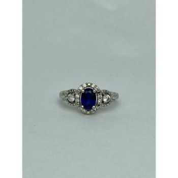 925 Sterling Silver Blue & White Sapphire 