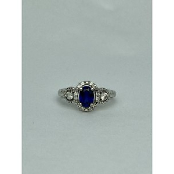 925 Sterling Silver Blue & White Sapphire 
