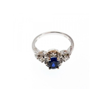 925 Sterling Silver Blue & White Sapphire 