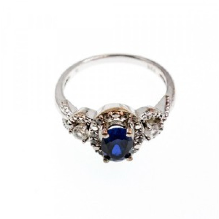 925 Sterling Silver Blue & White Sapphire 