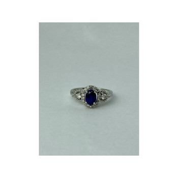 925 Sterling Silver Blue & White Sapphire 