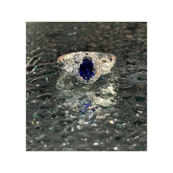 925 Sterling Silver Blue & White Sapphire 
