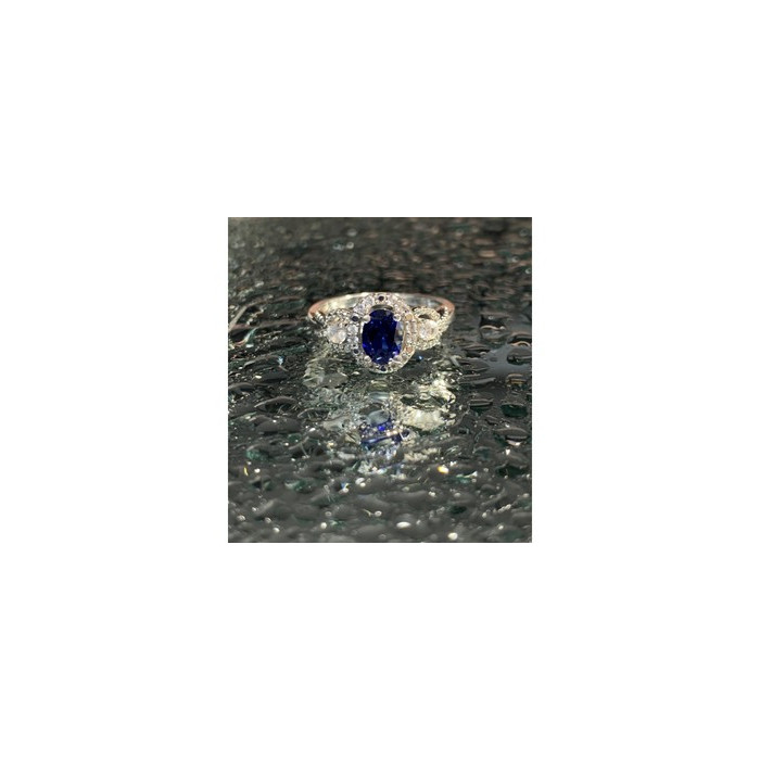 925 Sterling Silver Blue & White Sapphire 
