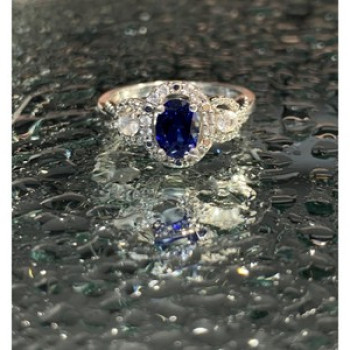925 Sterling Silver Blue & White Sapphire 