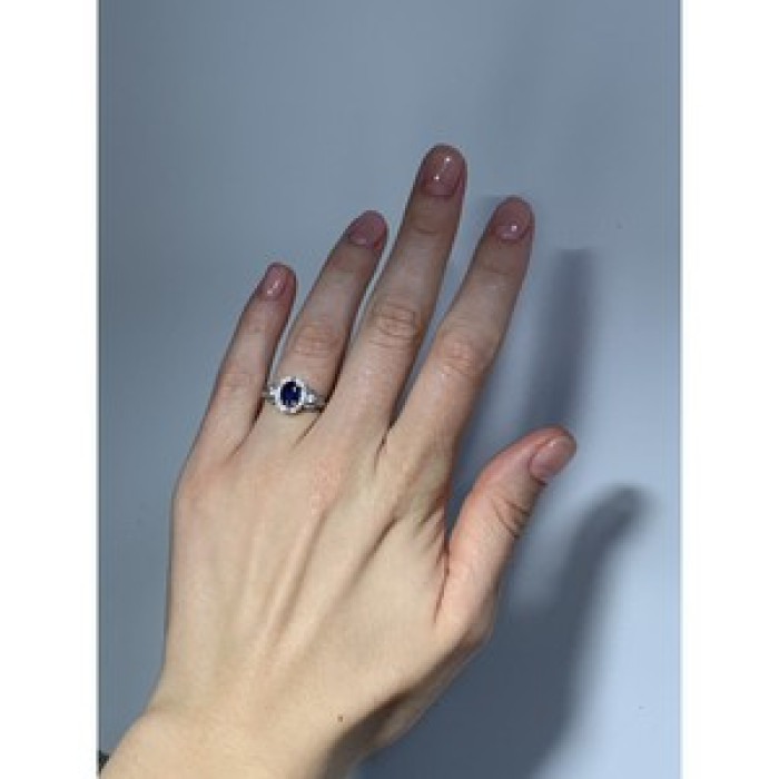 925 Sterling Silver Blue & White Sapphire 