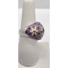 925 Sterling Silver With Amethyst & Quartz On Enamel Ring Size 7.5