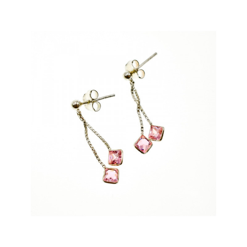 925 Sterling Silver Pink CZ Earrings