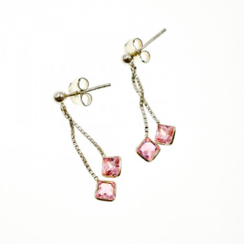 925 Sterling Silver Pink CZ Earrings