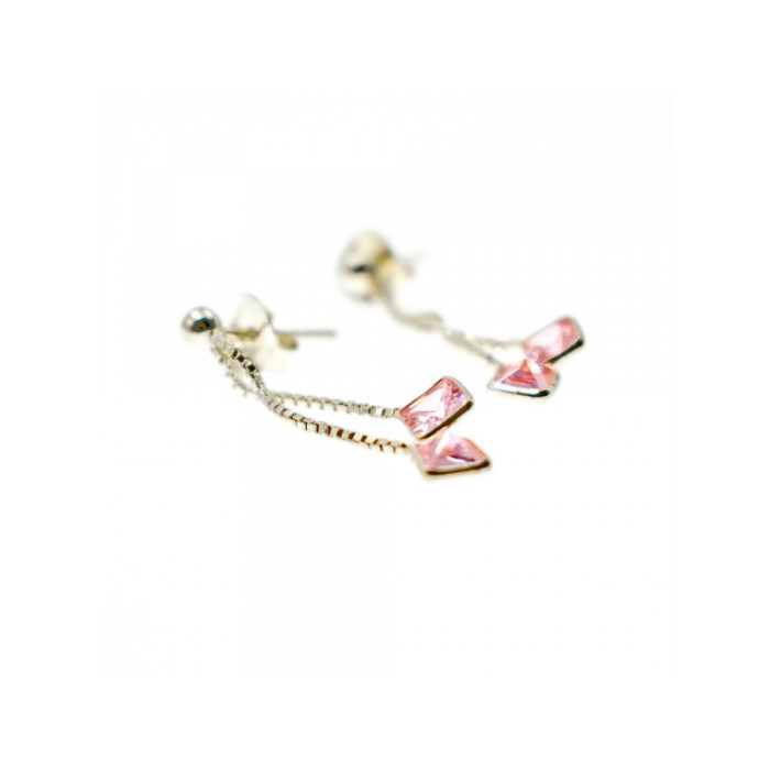 925 Sterling Silver Pink CZ Earrings