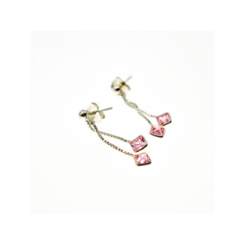 925 Sterling Silver Pink CZ Earrings