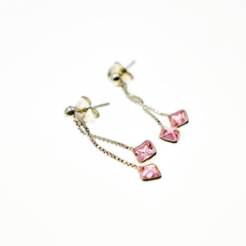 925 Sterling Silver Pink CZ Earrings