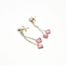 925 Sterling Silver Pink CZ Earrings