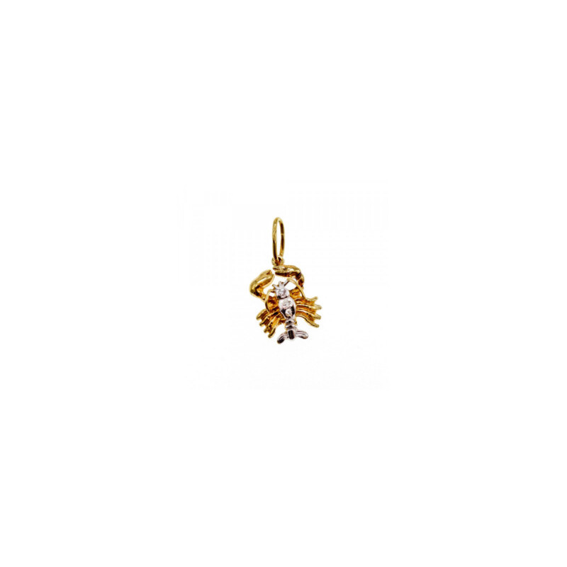 14K YELLOW & WHITE GOLD CANCER PENDANT