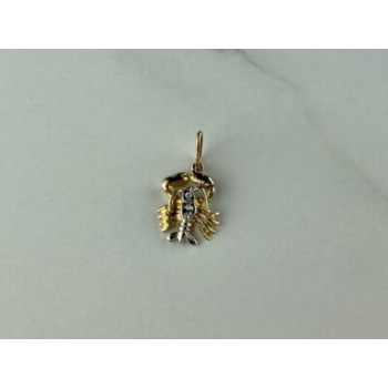 14K YELLOW & WHITE GOLD CANCER PENDANT