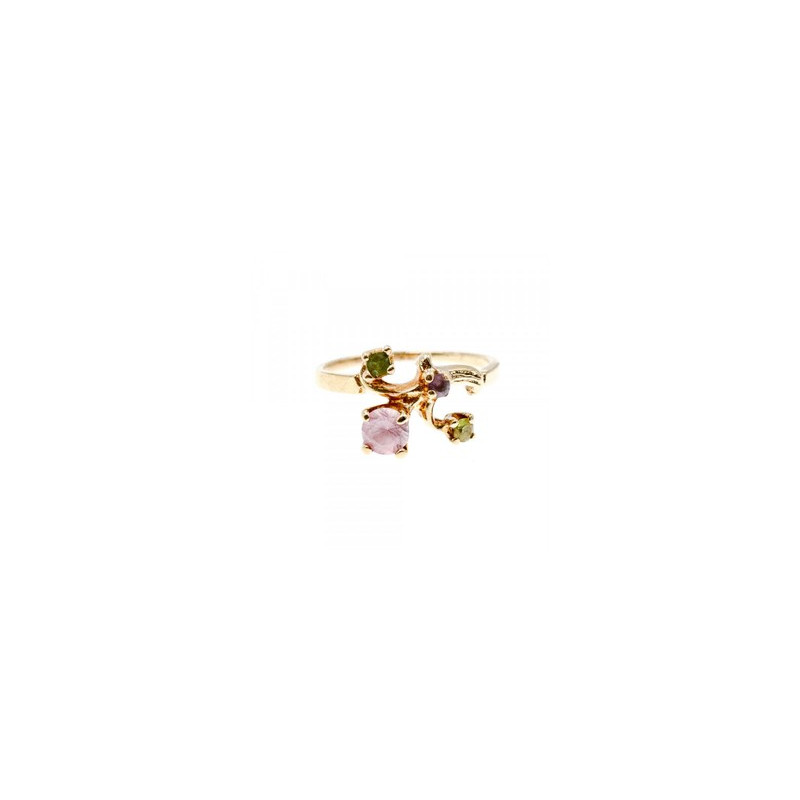 14K YELLOW GOLD  MORGANITE, IOLITE, PERIDOT & CITRINE RING SIZE 11