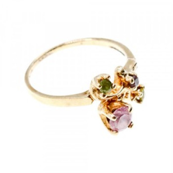 14K Yellow Gold Morganite, Iolite, Peridot & Citrine Ring Size 11
