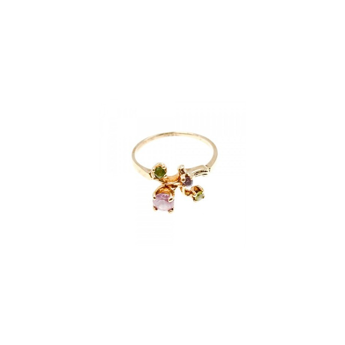 14K YELLOW GOLD  MORGANITE, IOLITE, PERIDOT & CITRINE RING SIZE 11