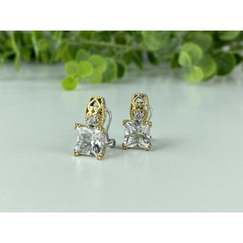 925 STERLING SILVER GOLD PLATED WHITE TOURMALINE (ACHROITE) EARRINGS