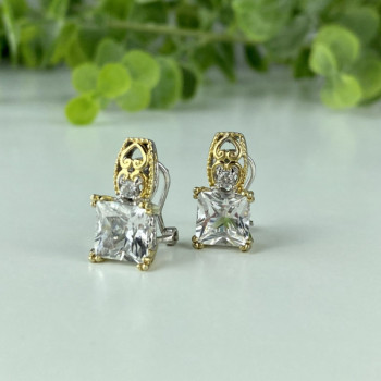 925 Sterling Silver Gold Plated White Tourmaline (Achroite) Earrings