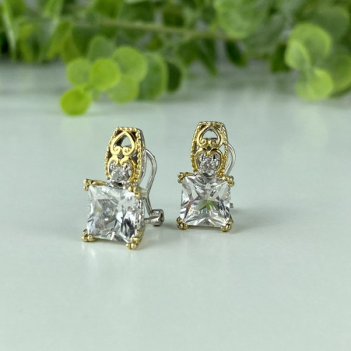 925 Sterling Silver Gold Plated White Tourmaline (Achroite) Earrings