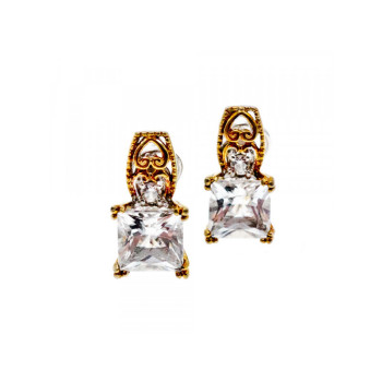 925 STERLING SILVER GOLD PLATED WHITE TOURMALINE (ACHROITE) EARRINGS