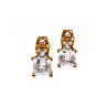 925 STERLING SILVER GOLD PLATED WHITE TOURMALINE (ACHROITE) EARRINGS