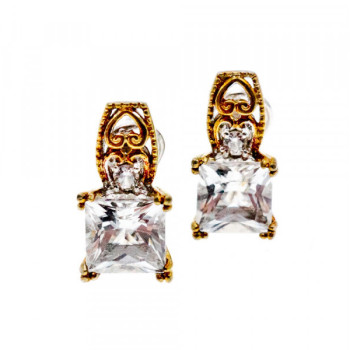 925 Sterling Silver Gold Plated White Tourmaline (Achroite) Earrings