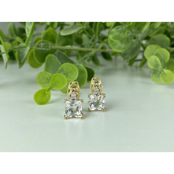 925 STERLING SILVER GOLD PLATED WHITE TOURMALINE (ACHROITE) EARRINGS