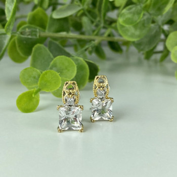 925 Sterling Silver Gold Plated White Tourmaline (Achroite) Earrings