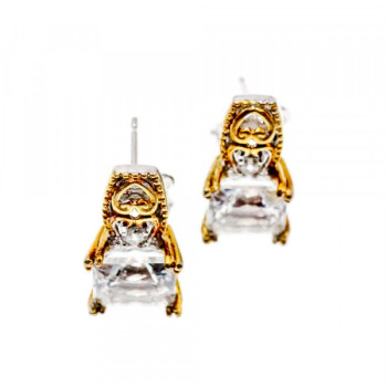 925 Sterling Silver Gold Plated White Tourmaline (Achroite) Earrings