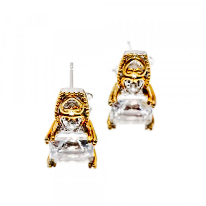 925 Sterling Silver Gold Plated White Tourmaline (Achroite) Earrings