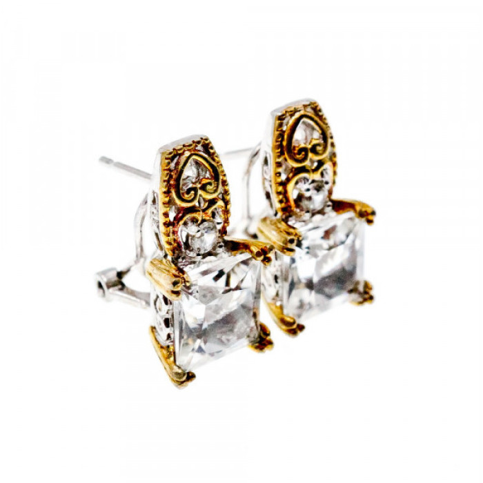 925 Sterling Silver Gold Plated White Tourmaline (Achroite) Earrings