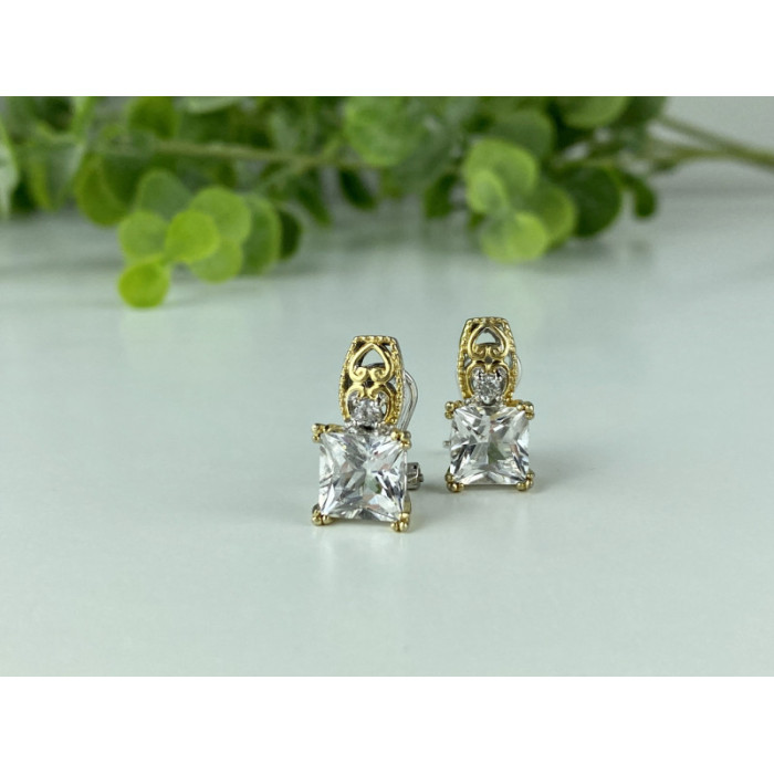 925 STERLING SILVER GOLD PLATED WHITE TOURMALINE (ACHROITE) EARRINGS