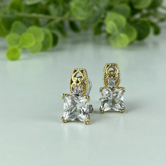 925 Sterling Silver Gold Plated White Tourmaline (Achroite) Earrings