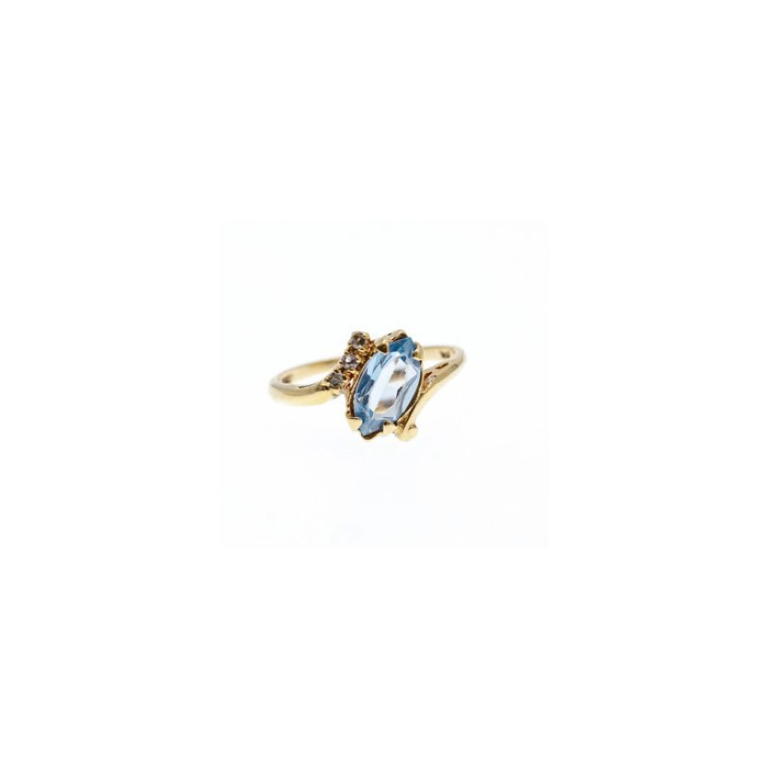 10K YELLOW GOLD TOPAZ & DIAMONDS RING SIZE 6.5