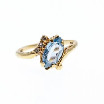 10K Yellow Gold Topaz & Diamonds Ring Size 6.5