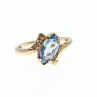 10K Yellow Gold Topaz & Diamonds Ring Size 6.5
