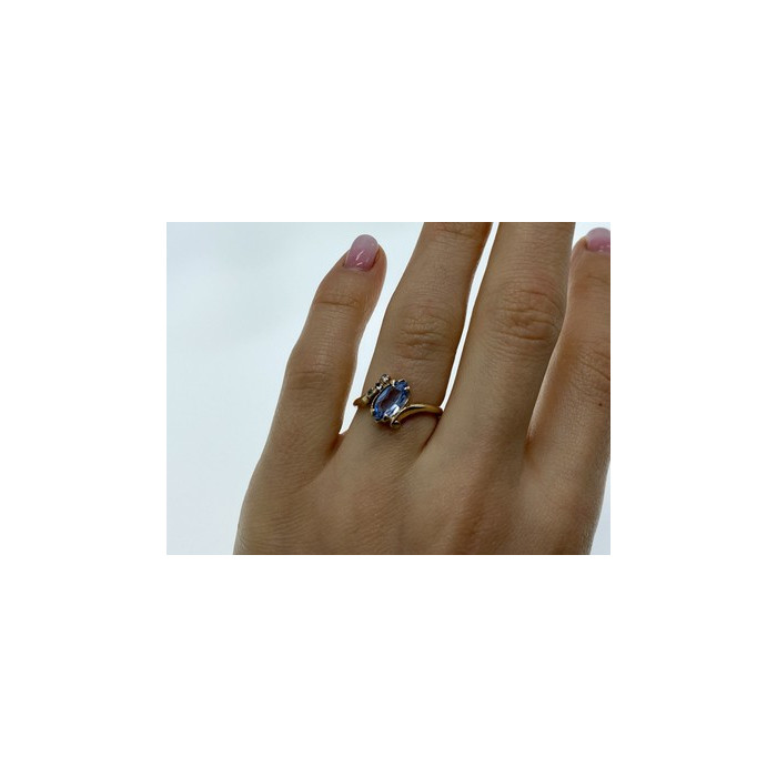 10K YELLOW GOLD TOPAZ & DIAMONDS RING SIZE 6.5