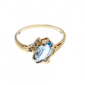 10K Yellow Gold Topaz & Diamonds Ring Size 6.5