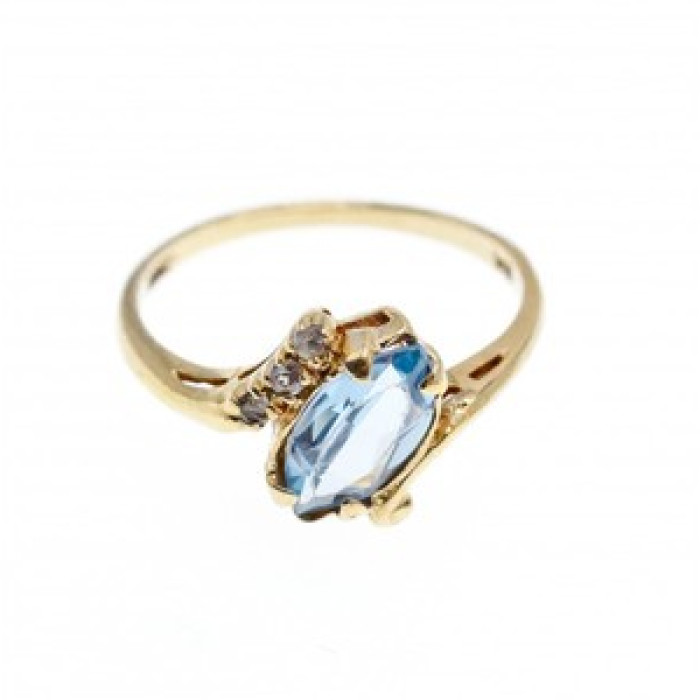 10K Yellow Gold Topaz & Diamonds Ring Size 6.5