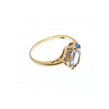 10K YELLOW GOLD TOPAZ & DIAMONDS RING SIZE 6.5