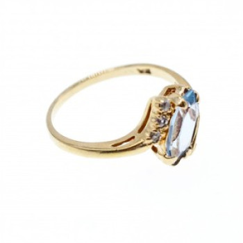 10K Yellow Gold Topaz & Diamonds Ring Size 6.5
