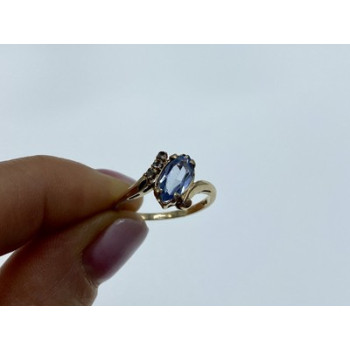 10K YELLOW GOLD TOPAZ & DIAMONDS RING SIZE 6.5